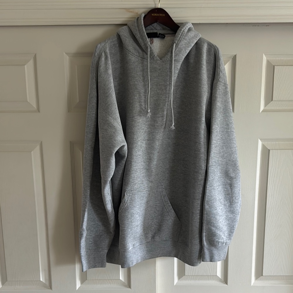 Gray Cotton Blend Hoodie Sweatshirt